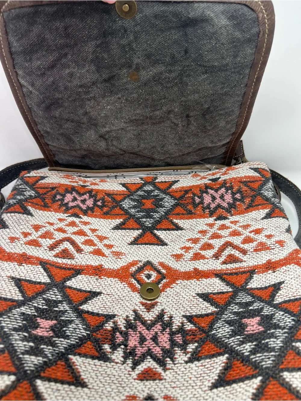 Myra Bag Southwestern Canvas Leather Backpack Boho Aztec Tribal Flap Book Bag